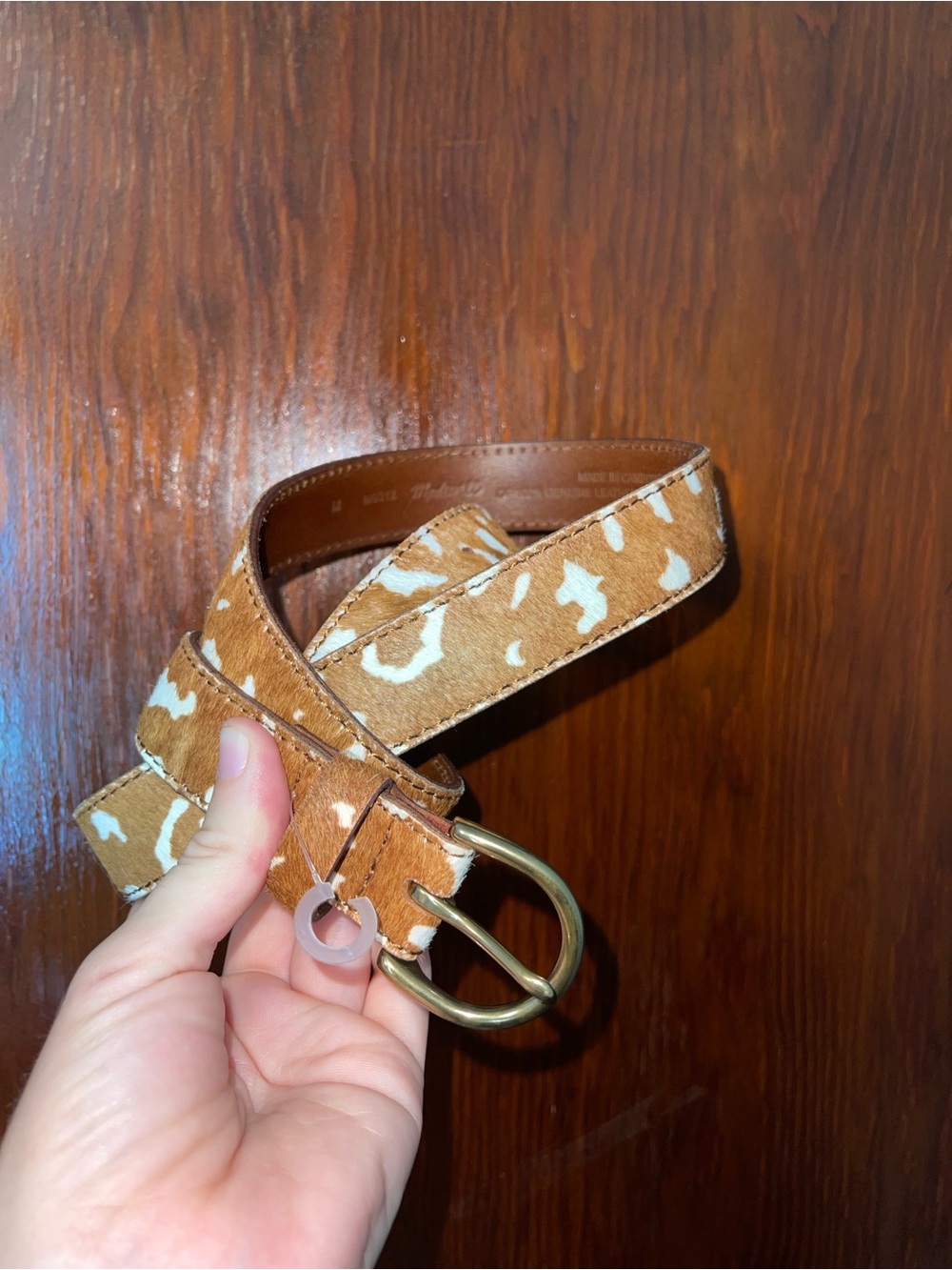 NWOT Madewell leather cow print belt